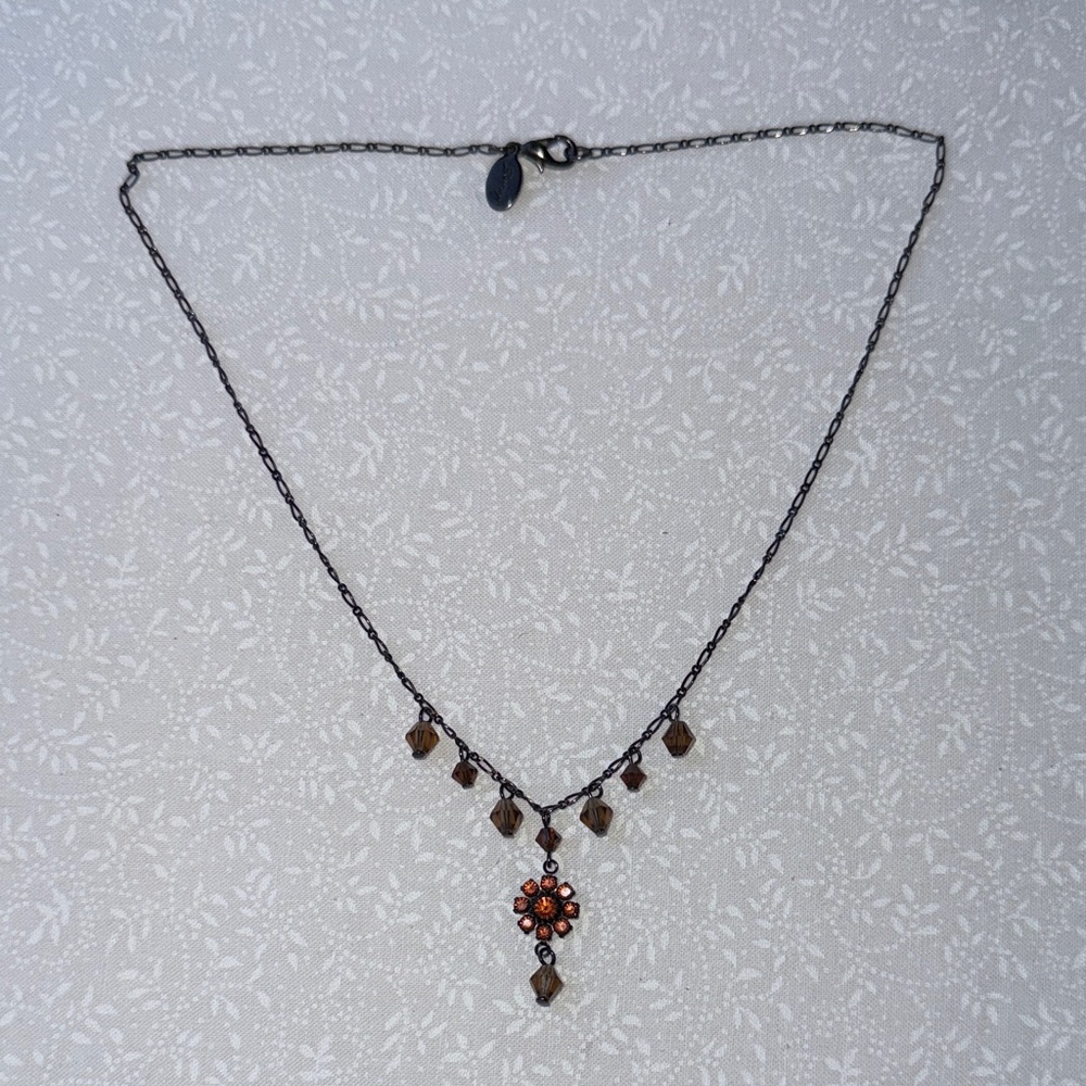 Elegant Brown Crystal Necklace‎